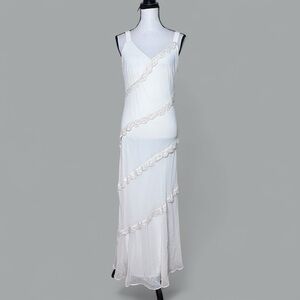 Vintage XScape ivory sleeveless maxi formal dress
